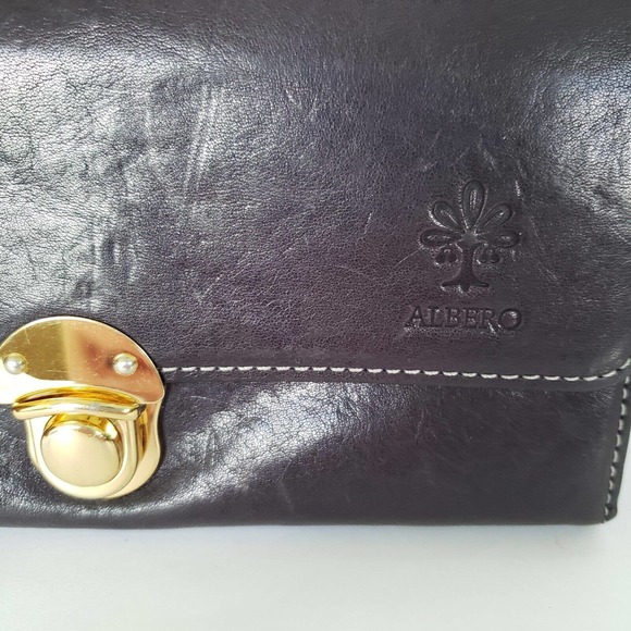 ALBERO Wallet Clutch Leather Black Solid Large Envelope Clasp High Quality Boho - Picture 2 of 10